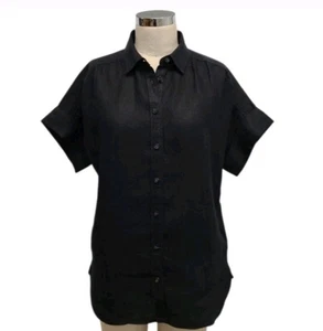 J. Camisa Crew Capitaine en Baird McNutt Lino Irlandés Francés Negro Grande - Imagen 1 de 9