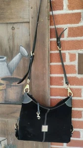 Dooney & Bourke Suede Leather Cooper Hobo Bag - Black Beautiful Condition - Foto 1 di 10