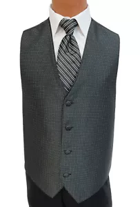 Men's Jean Yves Sterling Black & White Tuxedo Vest with Tie Wedding Groom Prom - Picture 1 of 5