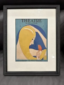 Atq Vtg 1924 Cover Of The Theatre Magazine Blonde Art Deco Framed by Baskerville - Picture 1 of 9