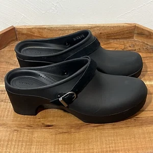 Zuecos Crocs para mujer 9 Sarah sin cordones negro tacón de goma mula - Imagen 1 de 6