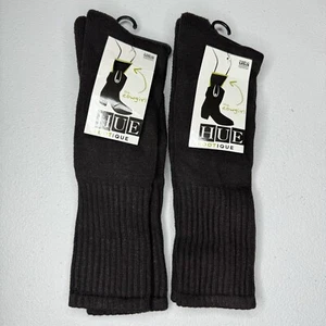 HUE Bootique The Cowgirl Marl Boot Sock One Size 2 Pairs Espresso Brown New - Picture 1 of 5