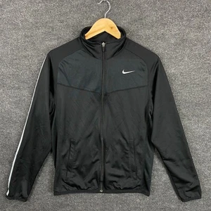 Nike Mens Jacket Size S Black Long Sleeve Activewear Mock Neck Full Zip Swoosh - Picture 1 of 17