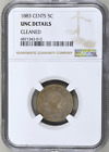 1883 With Cents US 5c Liberty V Nickel NGC Certified UNC Details Cleaned