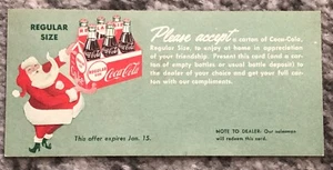 Coke Soda Coupon Vintage Coca-Cola Advertising Card Coupon 1960s Santa Claus - Picture 1 of 4
