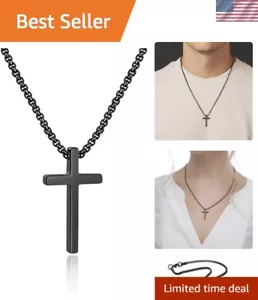 Men's Hypoallergenic Cross Pendant Necklace - Stylish Accessory and Gift Option - Picture 1 of 10