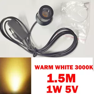 USB Mini Spotlight 1W DC5V Warm White 3000K Surface Mounted LED Downlight NEW - Picture 1 of 18