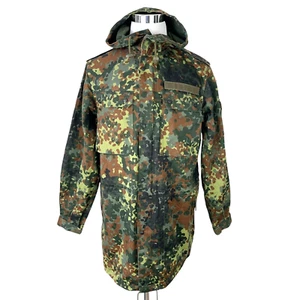 German Bundeswehr Flecktarn Camo Military Parka Jacket GR12 L Tall Hood Woodland - Picture 1 of 11