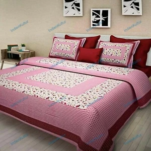 Pink Bedding Set Queen Quilt Duvet Cover Hippie Gypsy Ethnic Floral Bed Cover - Picture 1 of 7