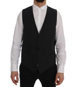 Dolce & Gabbana Gray STAFF Cotton Striped Men's Vest Authentic - Picture 1 of 6