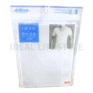 UNIQLO AIRism Mesh Anti-Odor V-Neck T-Shirt S-4XL White/Black/Beige 464308 NWT - Picture 1 of 19