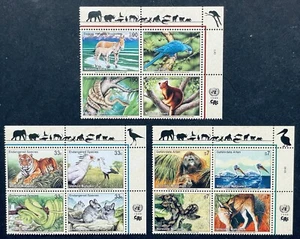 3 NACIONES UNIDAS ESPECIES EN PELIGRO DE EXTINCIÓN BLOQUE DE 4 SELLOS 1999 MNH ANIMALES SALVAJES - Imagen 1 de 1