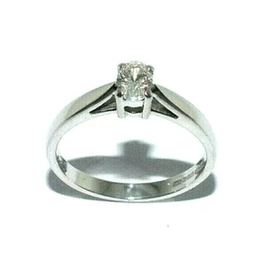 Mujer 18ct Oro Blanco Anillo de Compromiso con Un 1/4ct un Diamante, GB Talla L - Imagen 1 de 8