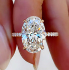 3 Ct White Oval Cut Moissanite Hidden Halo Engagement Ring Solid 14K Rose Gold