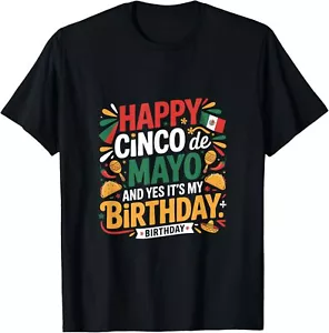 Happy Cinco De Mayo Birthday Tacos Kids Men Women Fiesta T-Shirt - Picture 1 of 5