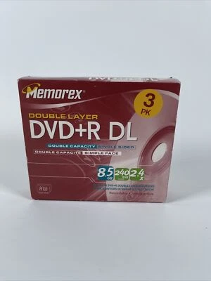 Memorex DVD+R DL 8.5 GB Double Layer Blank DVD 3 Pack New Factory Sealed - Image 1 of 4