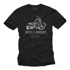 BIKER MENS SHIRT WITH CUSTOM COPPER MOTORCYCLE - SHORT SLEEVE TUNING GARAGE TEE - Picture 1 of 2