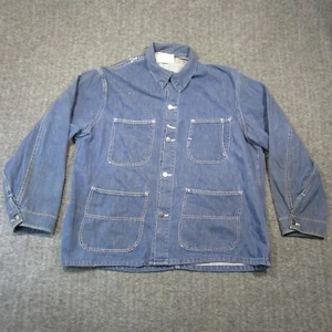 Vtg Universal Overall Chicago Stone Cutter Denim Jacket Mens 50 Blue Work Chore - Picture 1 of 15