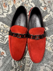 Louis Vuitton Mens Size 9 (US 10) Orange Red Suede Loafers - Picture 1 of 2