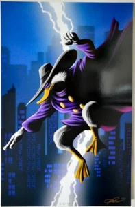 Impresión de pato ala oscura firmada a mano por el artista Damon Bowie con certificado de autenticidad Disney - Imagen 1 de 2