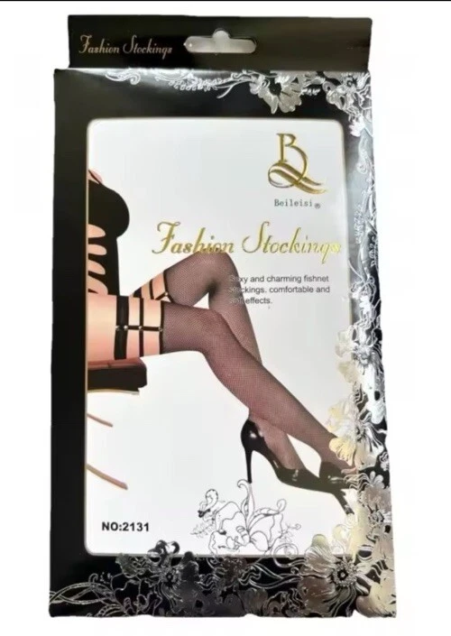 Calze rete da pesce con decorazione nera calze senza ferretto lingerie condoglianze - Immagine 1 di 1