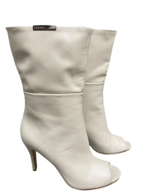 Botas de tacón Calvin Klein Kaiya crema punta abierta Foto 1 de 4