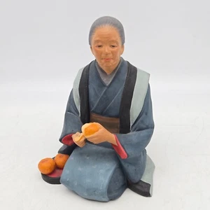Vtg Japanese Hakata Urasaki Doll Figure Statue Old Lady Fruit Grandma Elderly - Picture 1 of 10