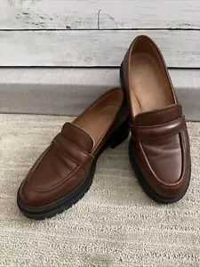 MADEWELL THE BRADLEY Women's Size 7 Brown Leather Lugsole Loafer Shoe NEW - Picture 1 of 11