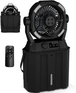 MISTING OUTDOOR FAN Fan Portable Camping Rechargeable with Remote Control - Picture 1 of 8