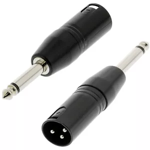 6.35mm ¼" Mono Jack Male to XLR 3 Pin Male Plug Connector/Adapter Mic Audio Amp - Picture 1 of 1