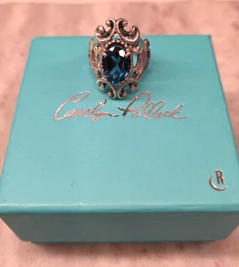 Carolyn Pollack Faceted Blue Topaz 3.3 ct Sterling Ring Size 7.5 New in Box QVC - Picture 1 of 22