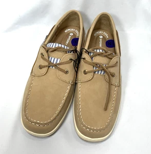 Sperry scarpa da barca donna 8,5 balena top sider pelle marrone righe blu NUOVA - Foto 1 di 7