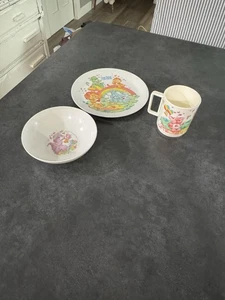 Vintage Melamine Care Bear Cousins Plate Bowl Cup - Picture 1 of 8