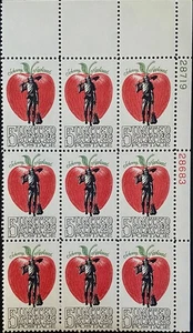 Sc. US 1317: Johnny Appleseed 1966, Plate Block of 9, Mint NH OG, FREE Shipping! - Picture 1 of 2