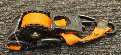 (QTY 2) Rhino USA Retractable Ratchet Strap 403Lb Load Limit 1209Lb Break Orange