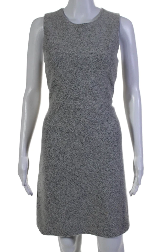 Теория женщин шерсти круглый вырез без рукавов с подкладкой Midi карандаш платье серый размер 6 - Изображение 1 из 4