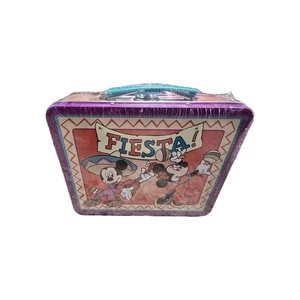 Mickey Mouse Fiesta Lunchbox Kids School Spanish Mexican Lunch Metal VTG NEW  - Picture 1 of 4