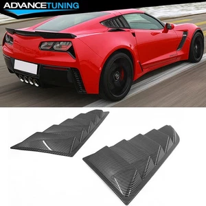 Fits 14-19 Chevy Corvette C7 Coupe Carbon Fiber Print Side Window Louvers Pair - Picture 1 of 10