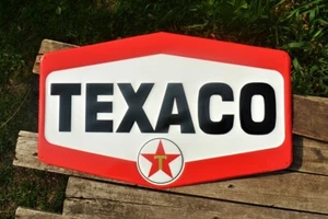 Texaco Hexagon Embossed Tin Metal Sign - Gasoline & Motor Oil - Star Gas Station - Picture 1 of 5