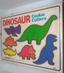 Vintage Dinosaurier Ausstecher ausgeschnitten Metall Set 6 Playdoh Ton Fuchs Run 1985 USA - Bild 1 von 9