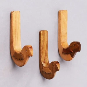 3 Paquete Madera Lindo Pájaro Decorativo Adhesivo Ganchos de Pared para Colgante - Imagen 1 de 7