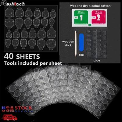 Cinta adhesiva adhesiva para uñas de doble cara pestañas para presionar uñas 3-40 hojas Foto 1 de 4