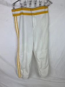 Vintage Youth Large Baseball Pants Uniform Deadstock 70s White Gold Majestic Kid - Picture 1 of 12