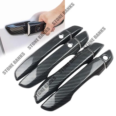 4Pcs w/ Smart Key Hole Carbon Fiber Door Handle Cover for Honda Civic 2016-2021 - Image 1 of 4