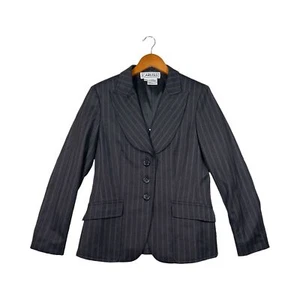Abrigo deportivo Carlisle trabajo negocios chaqueta a rayas para mujer cintas negras talla 10 - Imagen 1 de 4