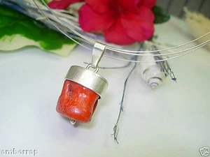 Excellent Modern Coral Pendant 925 Silver TA512CC - Picture 1 of 1
