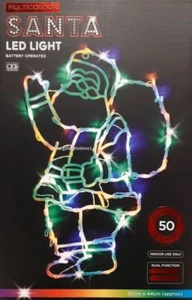 50Led Battery Powered MultiColoured Light Santa Silhouette Christmas Decoration - Picture 1 of 4