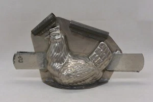 Vintage sitzendes Huhn Henne 2 Stück Metall Schokolade Süßigkeiten Butter Form - Bild 1 von 9