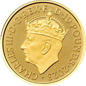 UK 1/10 Oz Gold 999.9 CORONATION King Charles III. 10 Pounds  2023