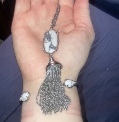 Kendra Scott Howlite Everly Long Necklace & Cuff Bracelet Set - Image 1 of 4